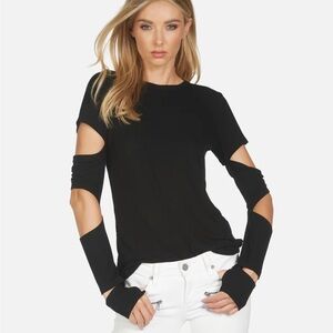 Michael Lauren Black Cut-Out Sleeve Women's Top
